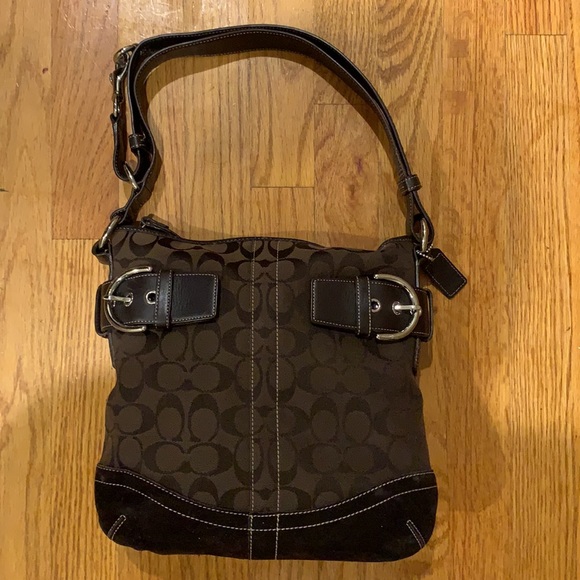 Vintage brown Coach Shoulder Bag w suede accents - Picture 2 of 3